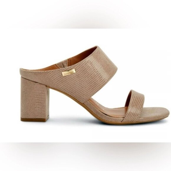 CALVIN KLEIN Cirella Women’s Nude Block Heel Dress Sandal Mule Size 7.5 - Picture 1 of 8